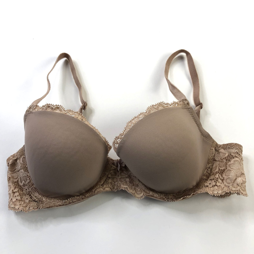 Victoria's Secret Dream Angels Lined Demi Lace Bra Beige Nude VTG 32C 216025